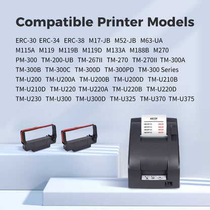 myCartridge 24 Pack ERC30 ERC-30 ERC 30 34 38 B/R Compatible with Ribbon Cartridge Used with Epson ERC30/ERC34/ERC38,TM-U220,Bixolon GRC-220BR,M188B,BTP-M300 Printer (Black and Red)