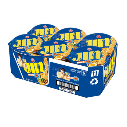 OTOKI Jin Ramen Mild, KOREAN STYLE INSTANT CUP NOODLE, Best Tasting Soup and noodles, Traditional Instant ramen noodles (65g) - 6 Pack