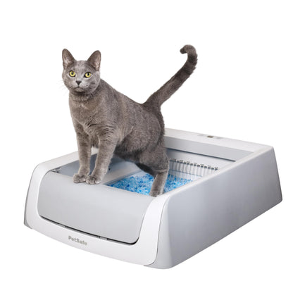 PetSafe ScoopFree Crystal Pro Self-Cleaning Automatic Litter Box - Uncovered Motion-Sensing Cat Box with Integrated Health Counter - Includes 1 Disposable Crystal Litter Tray