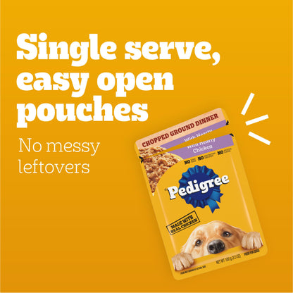 Pedigree Chopped Ground Dinner Adult Soft Wet Dog Food 30-Count Variety Pack, 3.5 oz Pouches