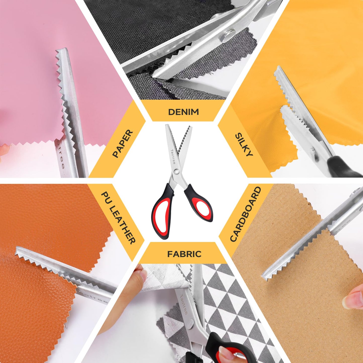 Pinking Shears for Fabric Cutting, Taotree 9.5" Sewing Scissors, Zig Zag Craft Scissors Decorative Edge, Fabric Sewing Supplies, Professional Handheld Dressmaking Arts Crafting Scrapbooking Supplies