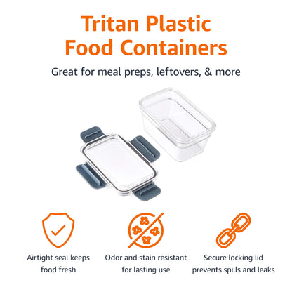 Amazon Basics Tritan Plastic Food Storage Containers - Tritan Plastic Locking, Air Tight, 11 Containers with Lids, 22 Pieces, Clear