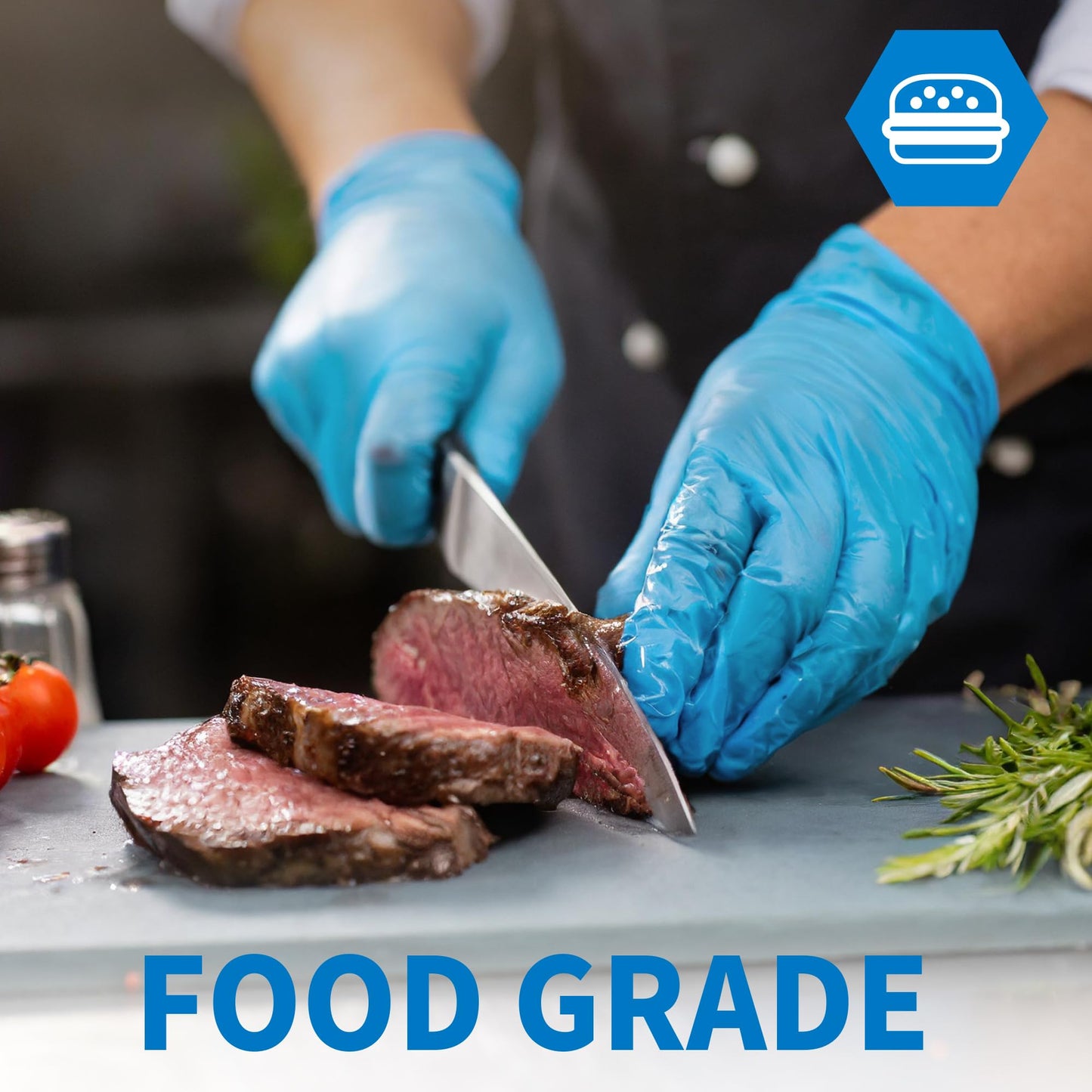 Medguy Powder-Free Nitrile Exam Gloves, 4.5 Mil, 100 Pcs Blue Disposable Latex-Free Food-Safe Medical Cleaning Cooking Gloves (Medium)