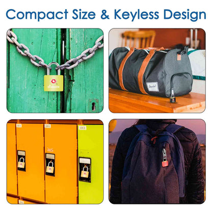 4 Pack TSA Approved Travel Luggage Locks with Keys, Solid Brass Copper Keyed Padlock, ABS Plastic Covered Small Locks for Suitcase, Backpack, Gym Locker, Jewelry Box-by GIVERARE