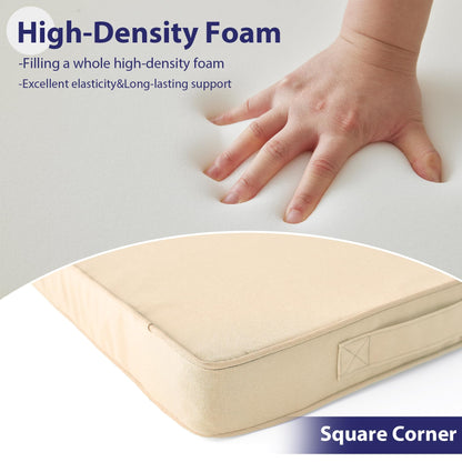 IPYNBAP Outdoor Chair Cushions Set of 4, Waterproof Outdoor Seat Cushions for Patio Furniture, Patio Chair Cushion with Handle and Ties, Square Out Door Chair Pads,19" x 19" x 3", Beige