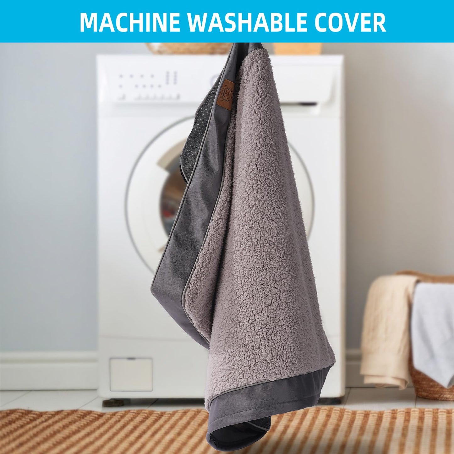 Orthopedic Dog Bed for Large Dogs - Big Waterproof Dog Crate Bed with Removable Washable Cover, Egg Crate Foam Support, Anti-Slip Bottom, Deluxe Plush Pet Bed Mat (Grey)