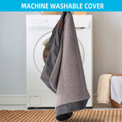 Orthopedic Dog Bed for Large Dogs - Big Waterproof Dog Crate Bed with Removable Washable Cover, Egg Crate Foam Support, Anti-Slip Bottom, Deluxe Plush Pet Bed Mat (Grey)