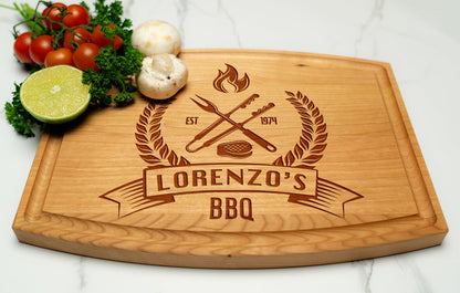 Personalized Dad Cutting Board - Customized Wood Grill Board for BBQ Masters - Custom Barbecue and Grilling Gift for Dad, Grandpa or Him - Anniversary, Birthday, Father's Day Gifts, Gifts for Men