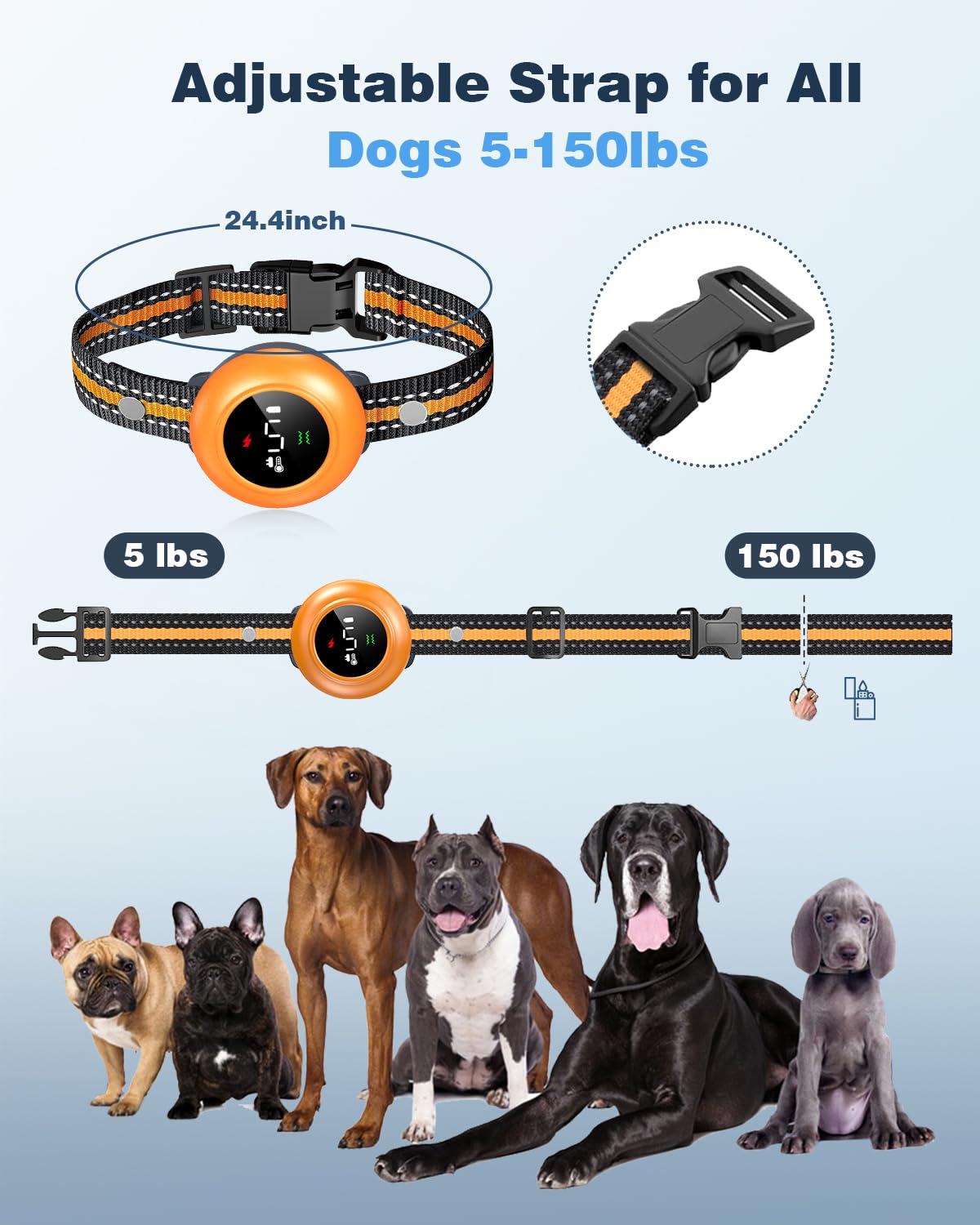 2-in-1 Dog Shock Collar & Dog Bark Collar - Smart Anti Barking Dog Training Collar with 5 Adjustable Sensitivity & 3300FT Remote for All Breeds IP67 Waterproof Rechargeable E-Collar (Orange)