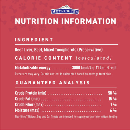 NutriBites Freeze Dried Beef Recipe Dog & Cat Treats, 4oz | Healthy Pet Training Treats or Food Topper | All Natural, Single Ingredient, High Protein | Great for Puppy, Small, Medium, or Large Breeds