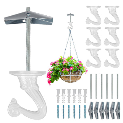 Aidoclip 6 pcs Ceiling Hooks for Hanging Plants,Hanging Hanging Lights Metal Small Hooks,Indoor Outdoor Wall Heavy Duty Plant Hanger Swag Hook