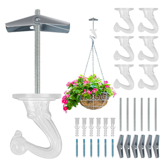 Aidoclip 6 pcs Ceiling Hooks for Hanging Plants,Hanging Hanging Lights Metal Small Hooks,Indoor Outdoor Wall Heavy Duty Plant Hanger Swag Hook