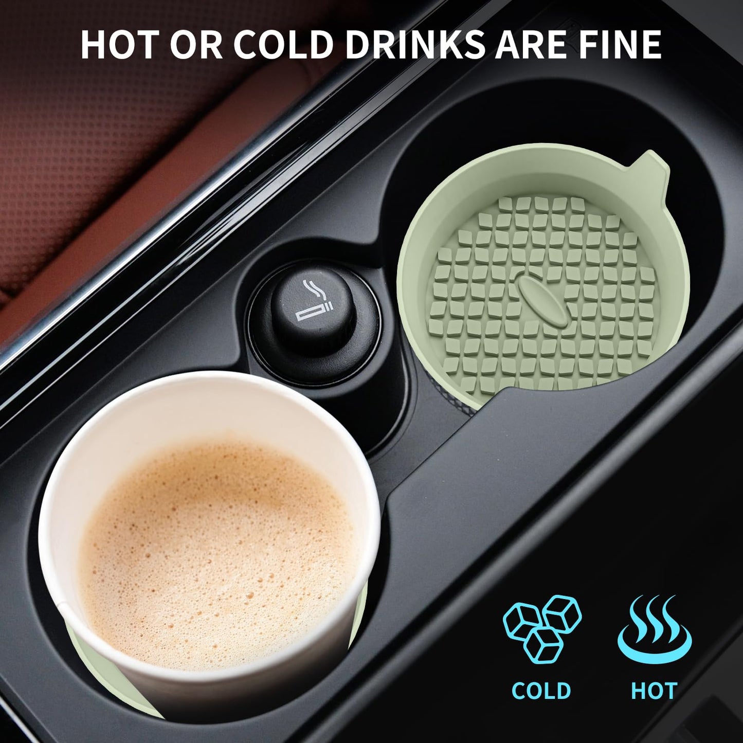 ME.FAN Car Cup Holder Coasters [4 Pack] Silicone Cups Mats, Automotive Universal Non-Slip Recessed Interior Accessories Desert Sage