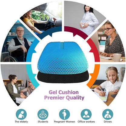 masteymoh Gel Seat Cushion for Long Sitting, Gel Cushions for Pressure Sores Relief, 18.5x17.3x1.2 Inches Cooling Gel Car Seat Cushion, Seat Cushions for Office Chairs with Breathable Nonslip Cover