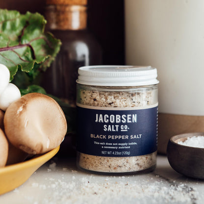 Jacobsen Salt Co. Black Pepper Kosher Sea Salt, Non-Iodized, 4.23 oz