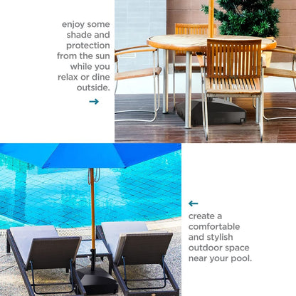 maple99 Umbrella Base - Fillable Umbrella Pole Holder 2 Knobs, with Heavy Duty Windproof Design for Patio, Deck, Poolside, Garden. 4 Wheels, 2 Locks, Holds 125 lbs, Classic Black