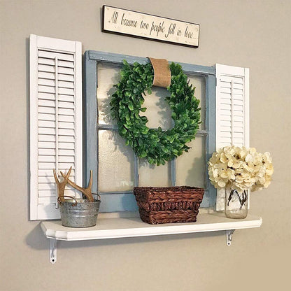 Lvydec Artificial Green Leaves Wreath - 15" Boxwood Wreath Outdoor Green Wreath for Front Door Wall Window Party Décor