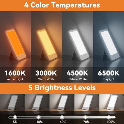 LASTAR Light Therapy Lamp, 10000 Lux Sun Therapy Light with 4 Color Temperature & 11 Colored Lights, Portable Sunlight Lamp with Adjustable Brightness/Timer/Memory