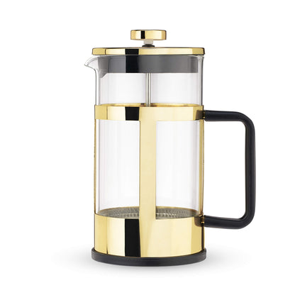 Pinky Up Piper Stainless Steel French Press Coffee Maker, Borosilicate Glass Tea Press for Loose Tea, Stylish, Durable & Easy to Clean, Sleek Design, Coffee Bar Accessories, 34 oz, Gold