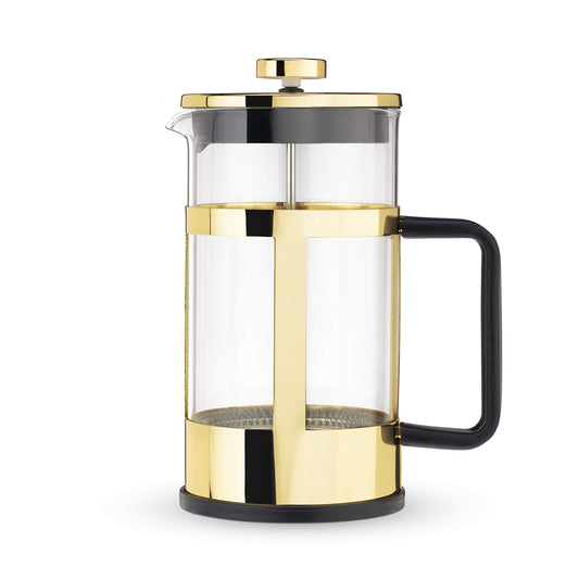 Pinky Up Piper Stainless Steel French Press Coffee Maker, Borosilicate Glass Tea Press for Loose Tea, Stylish, Durable & Easy to Clean, Sleek Design, Coffee Bar Accessories, 34 oz, Gold