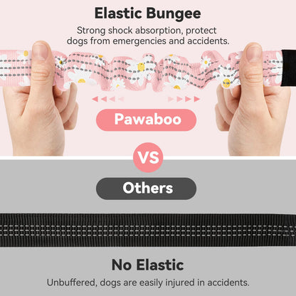 Pawaboo 2Pack Dog Seatbelt for Car, 3-in-1 Dog Car Seat Belt Bungee, Dogs Tether for Cars with Buckle & Hook Latch, Adjustable Reflective Dogs Cars Harness Leash with 360° Lockable Buckle, Light Pink