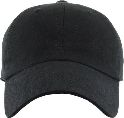 KB-Low BLK Classic Cotton Dad Hat Adjustable Plain Cap. Polo Style Low Profile (Unstructured) (Classic) Black Adjustable