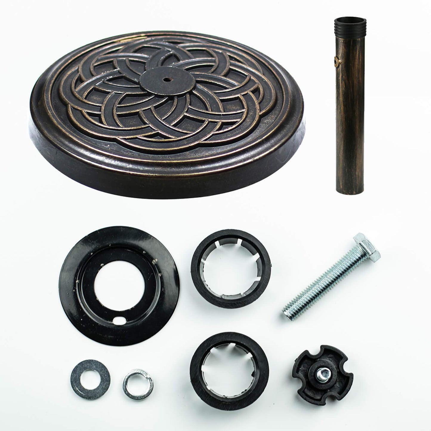 Orgrimmar Umbrella Base 26.5lbs Outdoor Living Heavy Duty Round Antiqued Patio Market Umbrella Base