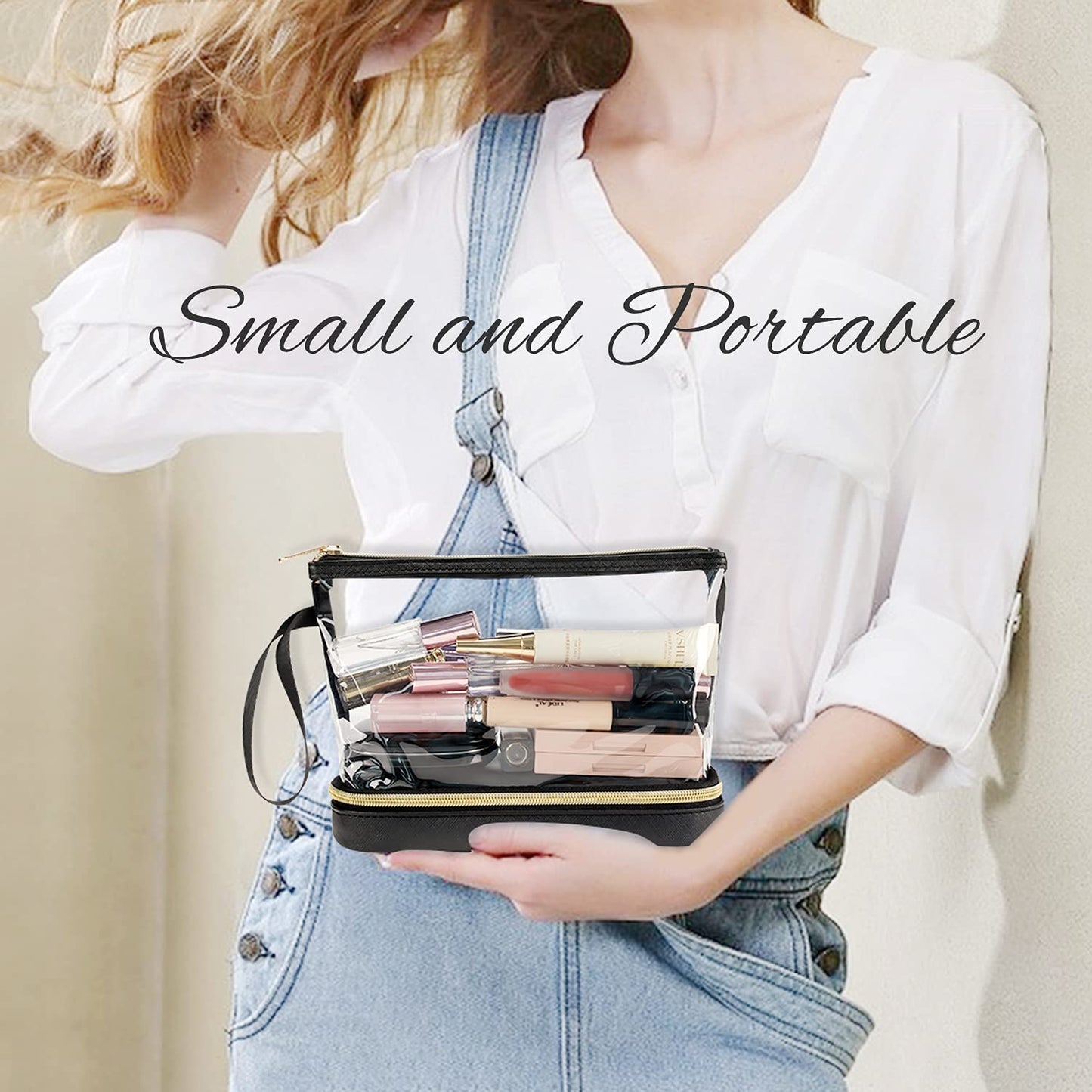 Ethereal Travel Makeup Bag, Clear Cosmetic Bag Make Up Organizer TSA Approved Toiletry Bag, Waterproof Pouch for Women Purse for Toiletries Accessories Brushes