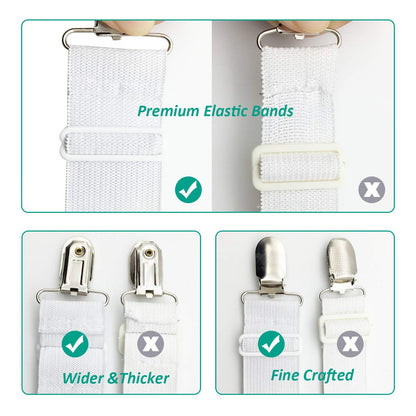 RayTour Bed Sheet Holder Straps Fitted Sheet Keepers Bedsheet Holders Fasteners - Elastic Adjustable Bedsheet Holders for a Wrinkle Bed Sheet