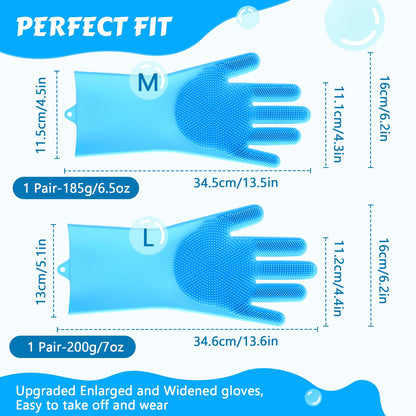 Pecute Pet Grooming Gloves - Heat Resistant Silicone Gloves with High-Density Teeth, Enhanced Five Finger Design for Bathing and Massaging Dogs and Cats, Blue