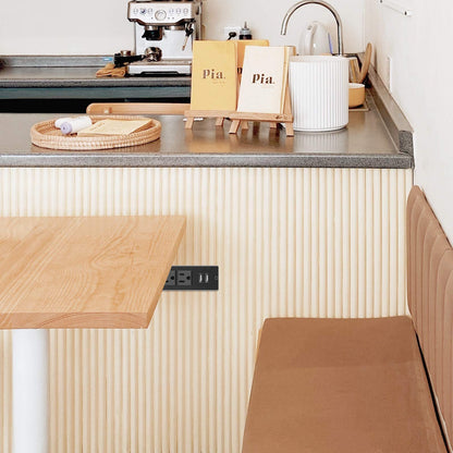 Recessed Power Strip, Black Desktop Power Grommet Socket with Furniture, 2 AC Outlets & 2 USB Ports for Conference Desk,Kitchen,Office,Home,Hotel (9.85 ft)