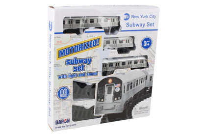 New York MTA New York City 3 Pc. Battery Operated Train Set with Track ,39" X 25",Silver
