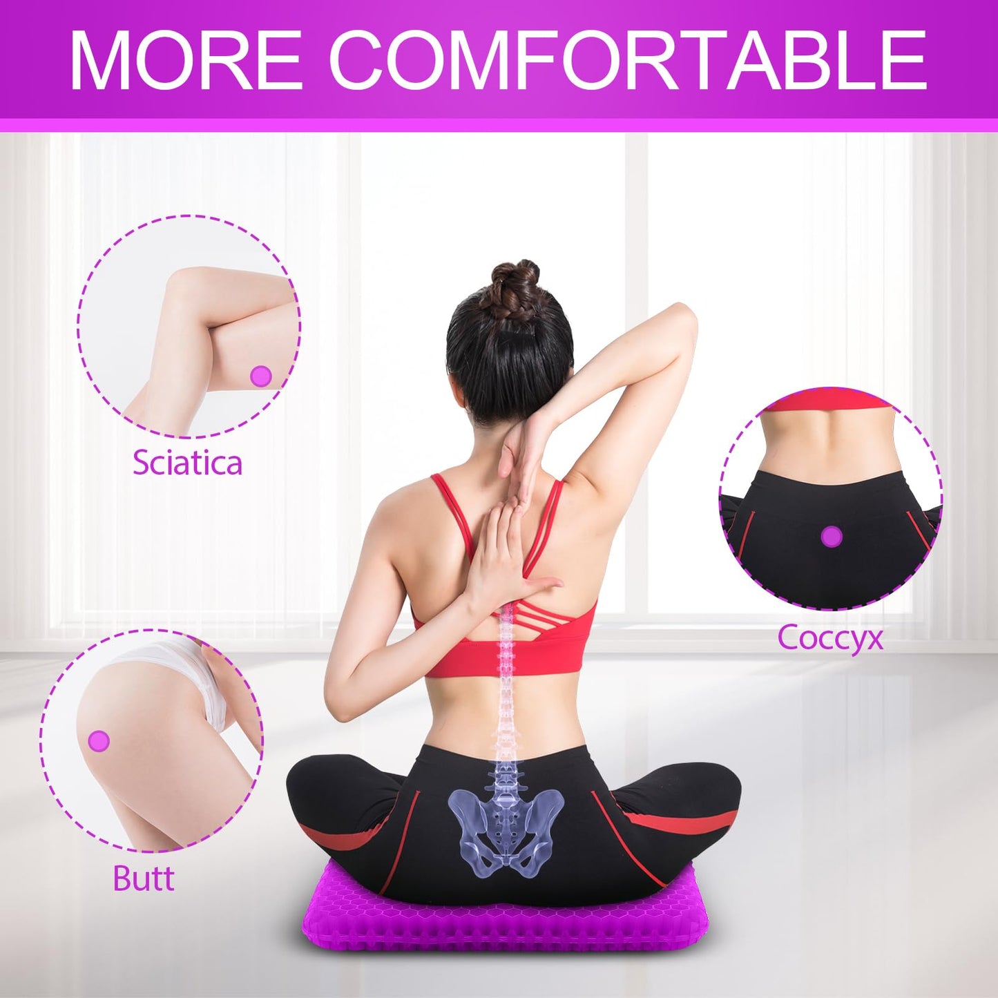 KYSMOTIC Gel Seat Cushion for Long Sitting (Super Large & Thick), Soft & Breathable, Gel Cushion for Wheelchair, Gel Chair Cushion for Hip Pain, Gel Seat Cushion for Office Chair