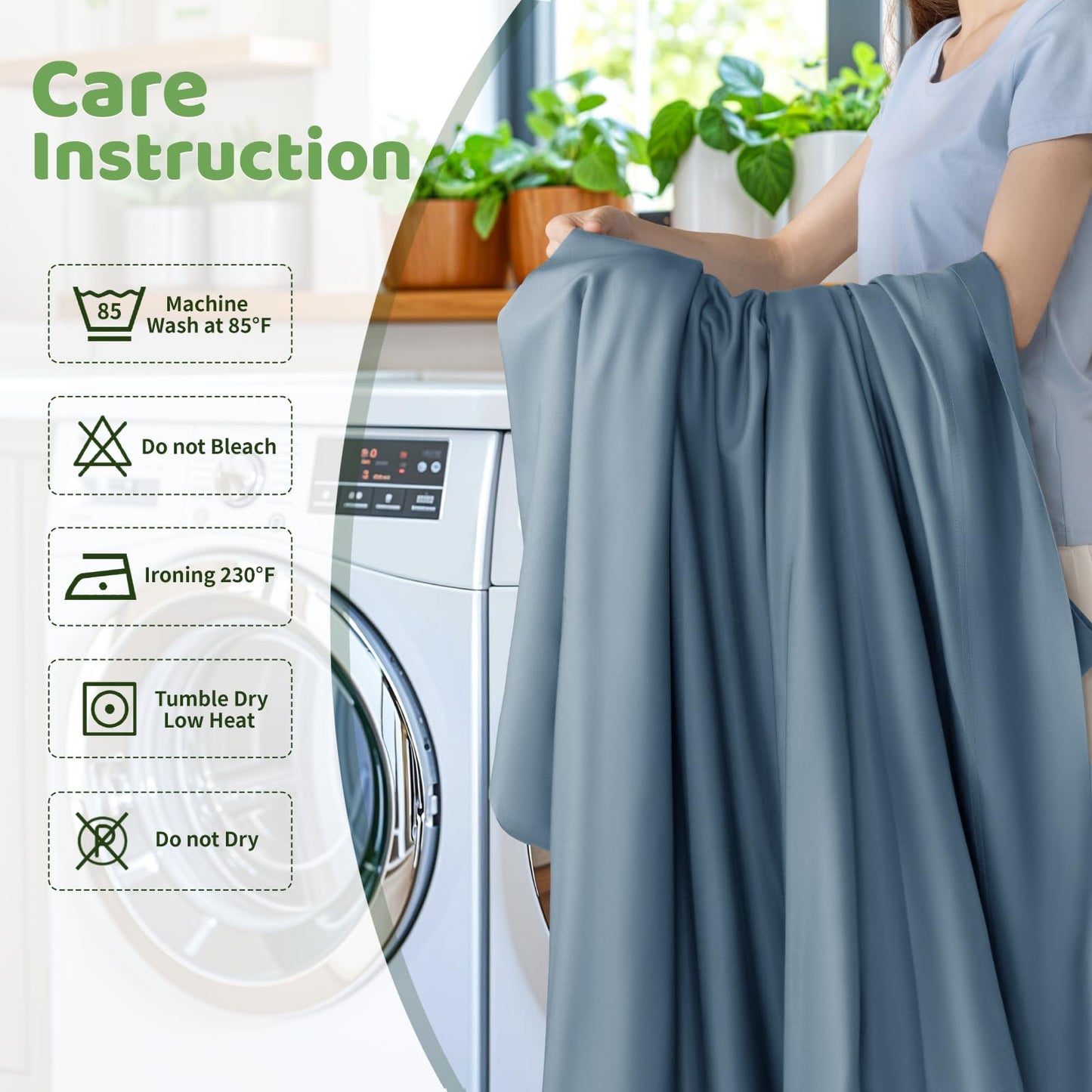 LBRO2M Cooling Bed Sheet 100% Viscose Derived from Bamboo Sheet Set 4 Piece King Size,Fit Up to 16" Deep Mattress, 1800 TC Sheet Super Soft Silky,Breathable Cool Bedding (King Dusty Blue)