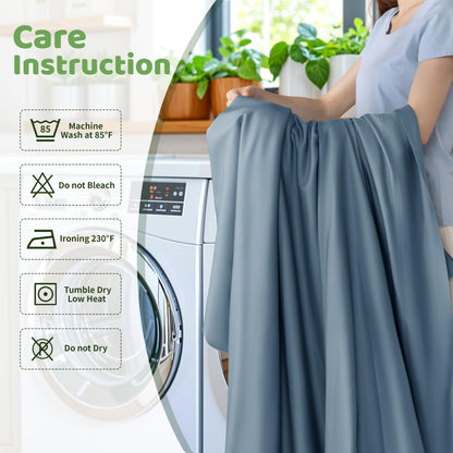 LBRO2M Cooling Bed Sheet 100% Viscose Derived from Bamboo Sheet Set 4 Piece King Size,Fit Up to 16" Deep Mattress, 1800 TC Sheet Super Soft Silky,Breathable Cool Bedding (King Dusty Blue)