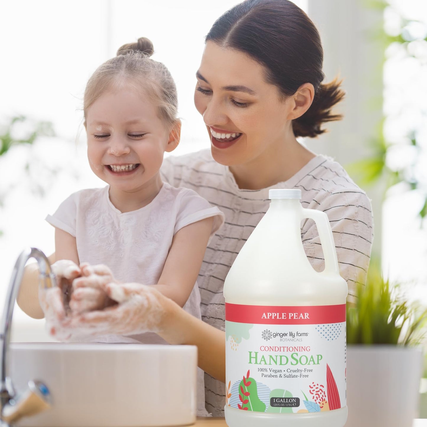 Ginger Lily Farms Botanicals All-Purpose Liquid Hand Soap Refill, 100% Vegan & Cruelty-Free, Apple Pear Scent, 1 Gallon (128 fl. oz.)