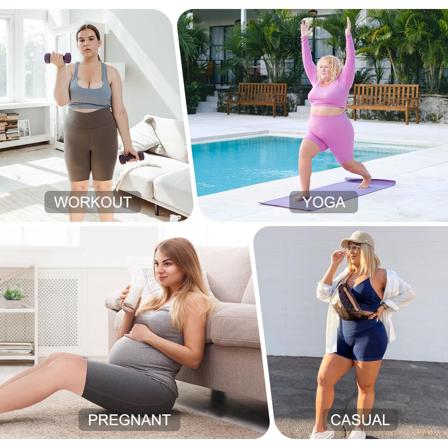 FULLSOFT Plus Size Biker Shorts for Women-High Waist X-Large-4X Tummy Control Womens Shorts with Pockets Leggings Short for Yoga Workout(2 Pack Black,X-L)