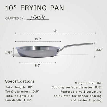 Made In Cookware - 10-Inch Stainless Steel Frying Pan - 5 Ply Stainless Clad - Professional Cookware - Crafted in Italy - Induction Compatible