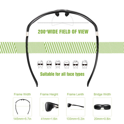 Foliful 3 Pack Polarized Sports Sunglasses for Men, Mens Sunglasses Wrap Around UV400 Protection for Cycling Fishing Driving