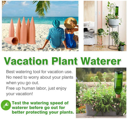 Plant Watering Devices 6 Pack Terracotta Vacation Plant Waterer Wine Bottle Watering Stakes Slow Release Plant Watering Spikes Self Watering Devices for Indoor Outdoor Plants