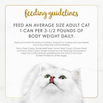 Purina Fancy Feast Chicken and Beef Classic Pate Collection Grain Free Wet Cat Food Variety Pack - (Pack of 24) 3 Oz. Pull-Top Cans