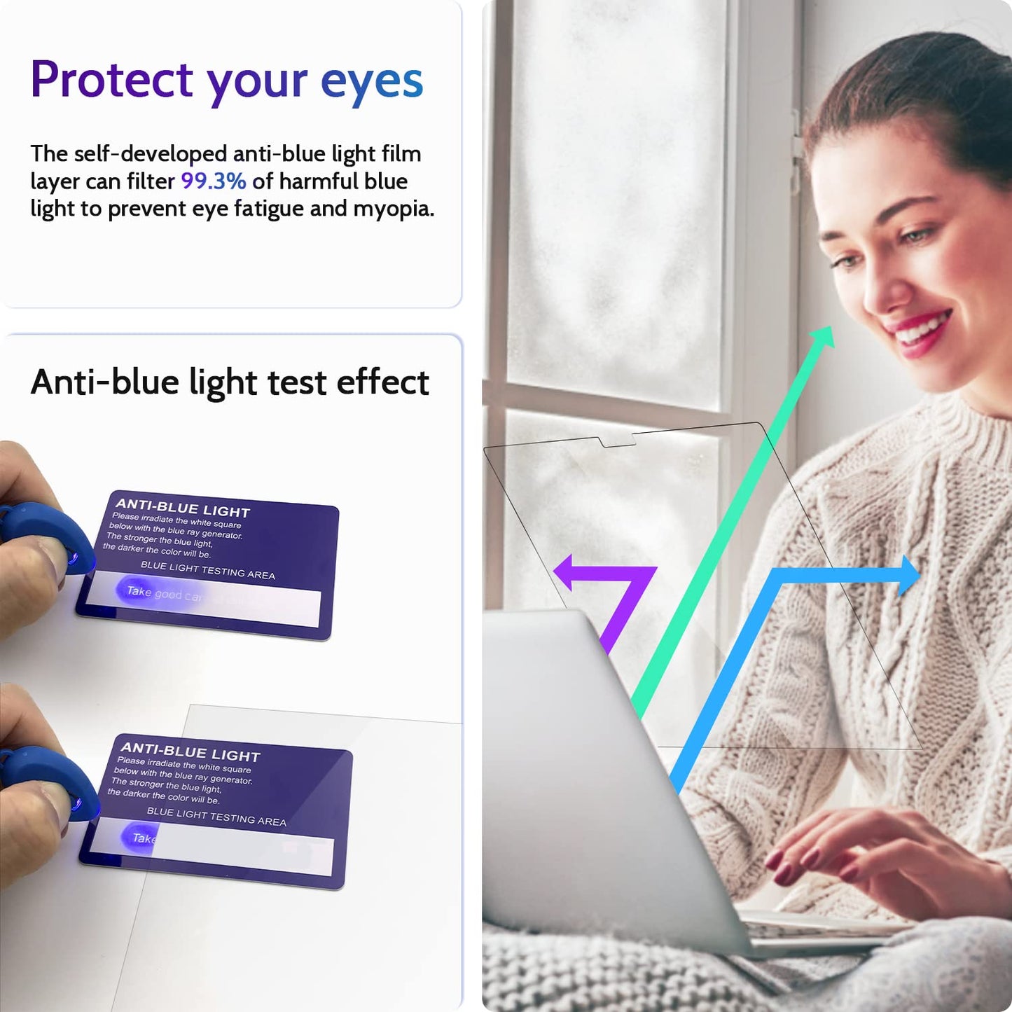 Peslv 3-Pack Anti Blue Light Screen Protector for MacBook Air 13.6/13 Inch (2022-2025, M2 M3 M4 Chip), 13.6inch Mac Laptop Glare Filter Uv Blocker Shield Cover Eye Protection Film