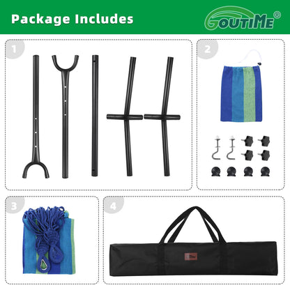 Goutime Kids Hammock with Stand,Childs Hammocks Frame Holder Base with Portable Carrying Bag for Indoor,Outdoor,Patio,Deck,Yard,Beach (Blue)