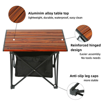 ROCK CLOUD Portable Camping Table Ultralight Aluminum Camp Table Folding Compact Beach Table with Storage Bag for Camping Hiking Backpacking Outdoor Picnic(Reinforced Frame-Small)