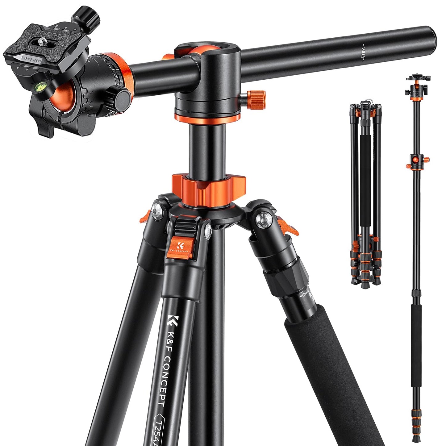 K&F Concept 94 Inch Camera Tripods 4 Section Ultra High Aluminum Professional Detachable Monopod Tripod with 360 Degree Ball Head Quick Release Plate for DSLR SLR Cameras T254A8+BH-28L (SA254T1)