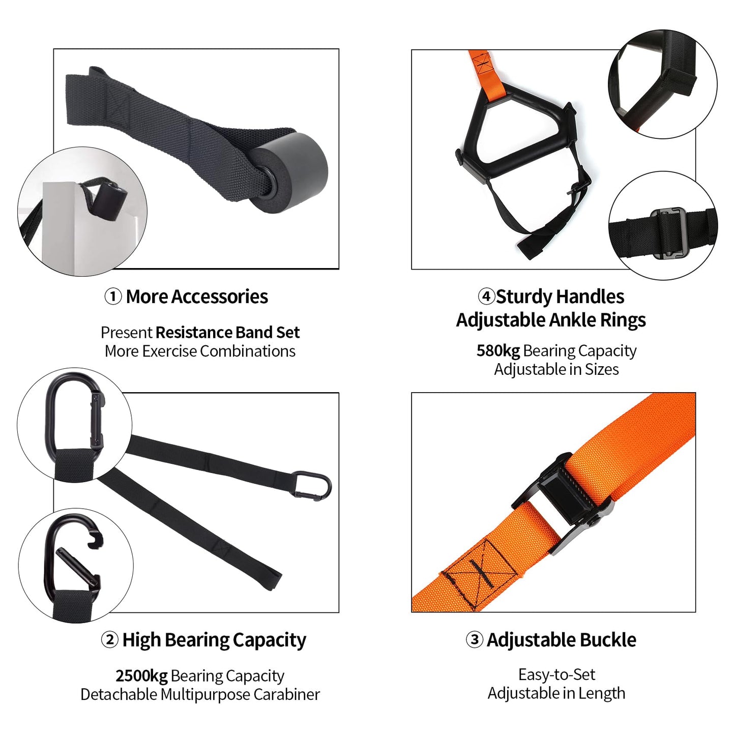 Moulyan Bodyweight Resistance Training Straps,Suspension Training Straps Complete Home Gym Fitness Trainer kit for Full-Body Workout Easy Setup Gym Home Outdoors