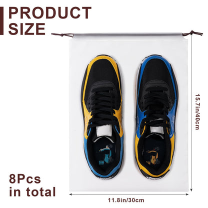 Hoewina Transparent Shoe Bags for Travel with Rope 8PCS Large Clear Shoe Bag Storage 11.8in X 15.7in Portable Travel Shoe Bags for Men and Women