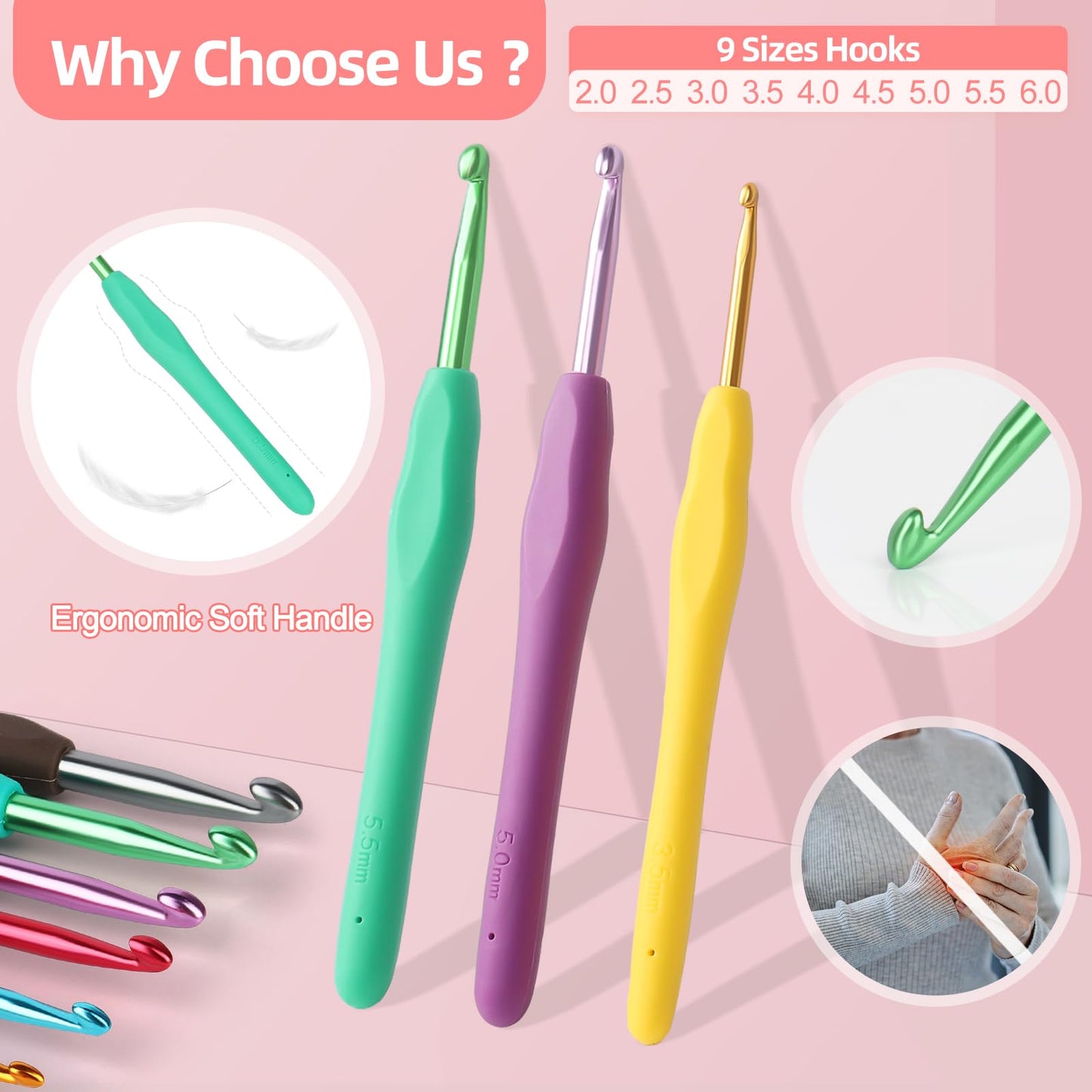 Katech Beginner Yarn for Crocheting and Knitting-Crochet Kit for Beginners Adults Kids Professionals-Crocheting Animals Kits-Includes 382 Yards Cotton Yarn Balls, Hooks, Accessories, Tutorials