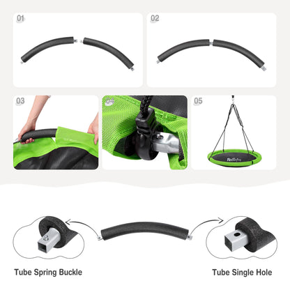 RedSwing 40" Flying Saucer Tree Swing for Kids Outdoor, Large Round Tire Swings for Trees and Swingset, Strong Heavy Duty for Outside Playground, 500LBS Weight Capacity, Green