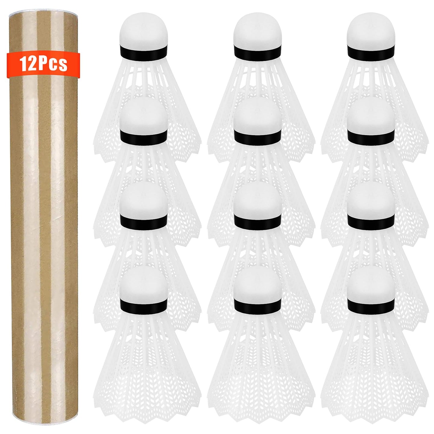 Hysagtek 12 Pcs Badminton Birdies Badminton Shuttlecocks, Shuttle Balls for Indoor Outdoor Sport Ball Training Exercise Gym Fitness Game (White)